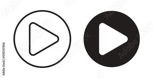 Play icon. Vector illustration, flat and stroke