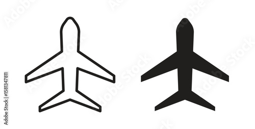 Plane icon. Vector illustration, flat and stroke