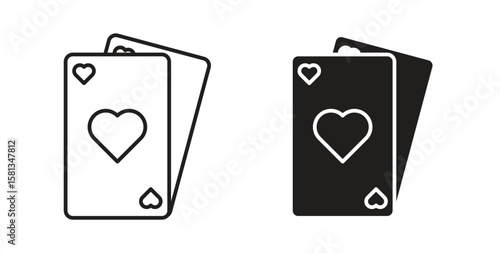 Playing cards icon. Vector illustration, flat and stroke
