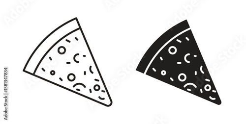 Pizza slice icon. Vector illustration, flat and stroke
