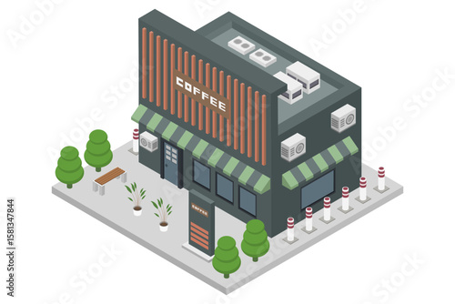 Isometric coffee shop
