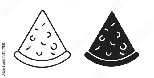 Pizza slice icon. Vector illustration, flat and stroke