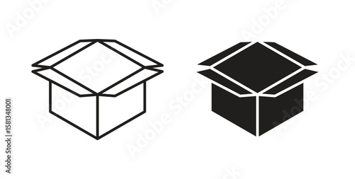 Open box icon. Vector illustration, flat and stroke