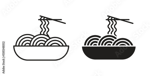 Noodles icon. Vector illustration, flat and stroke