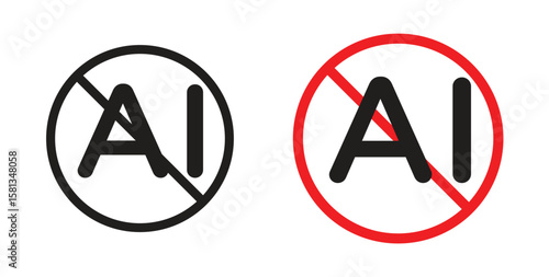 No ai sign icon. Vector illustration, flat and stroke