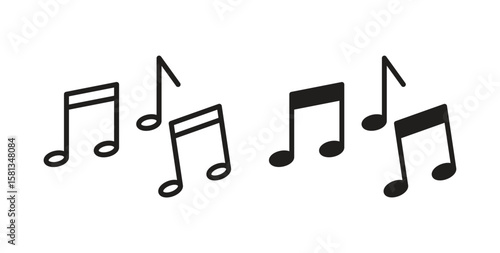 Music icon. Vector illustration, flat and stroke