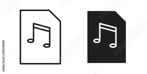 Music File icon. Vector illustration, flat and stroke