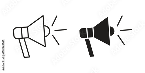 Megaphone icon. Vector illustration, flat and stroke