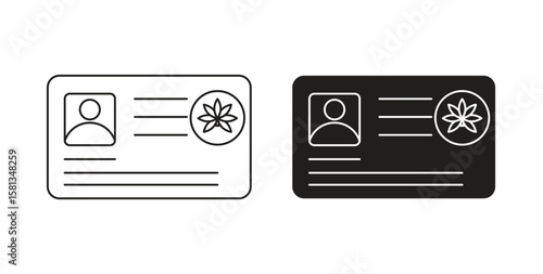 Medical marijuana card icon. Vector illustration, flat and stroke