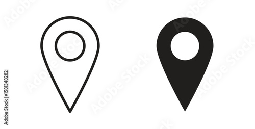 Map marker icon. Vector illustration, flat and stroke