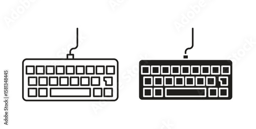 Keyboard icon. Vector illustration, flat and stroke