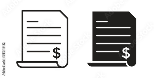 Invoice icon. Vector illustration, flat and stroke