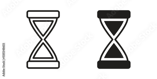 Hourglass icon. Vector illustration, flat and stroke