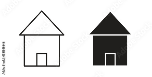 Home icon. Vector illustration, flat and stroke