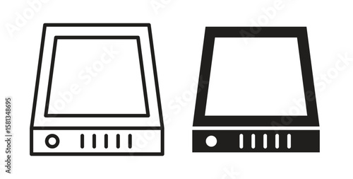 Hard Disk icon. Vector illustration, flat and stroke