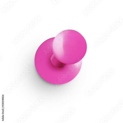 Top view of a Pink office pushpin isolated on transparent background PNG