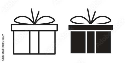 Gift icon. Vector illustration, flat and stroke