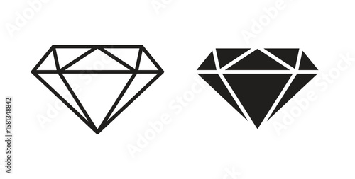 Gem icon. Vector illustration, flat and stroke