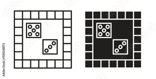 Game board icon. Vector illustration, flat and stroke
