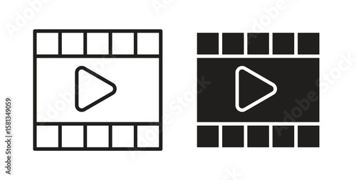 Film icon. Vector illustration, flat and stroke