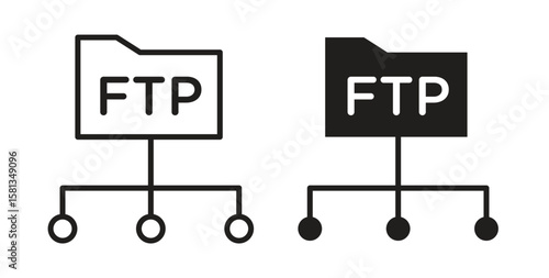 FTP icon. Vector illustration, flat and stroke