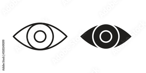 Eye icon. Vector illustration, flat and stroke