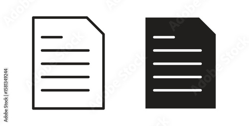 Document icon. Vector illustration, flat and stroke