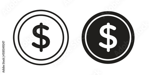 Dollar icon. Vector illustration, flat and stroke