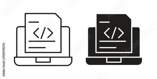 Display code icon. Vector illustration, flat and stroke