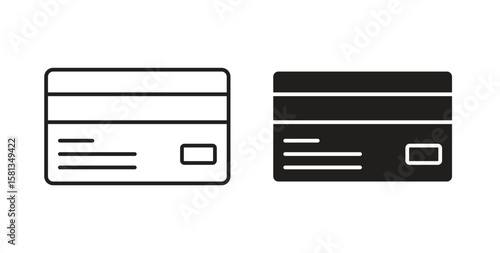 Credit card icon. Vector illustration, flat and stroke