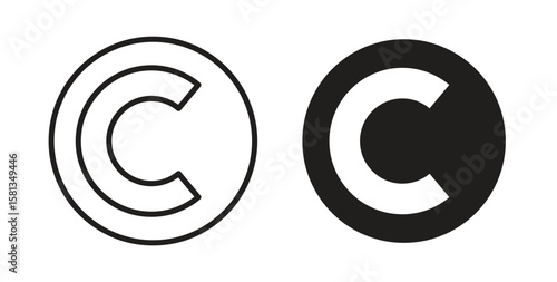 Copyright icon. Vector illustration, flat and stroke