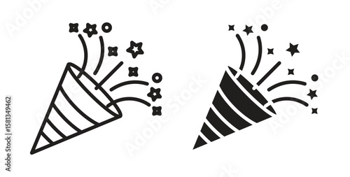 Confetti icon. Vector illustration, flat and stroke