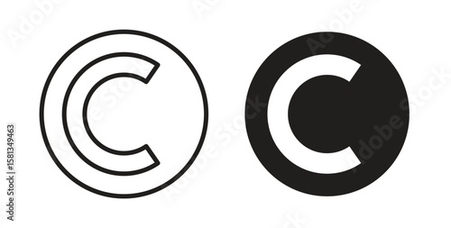 Copyright icon. Vector illustration, flat and stroke