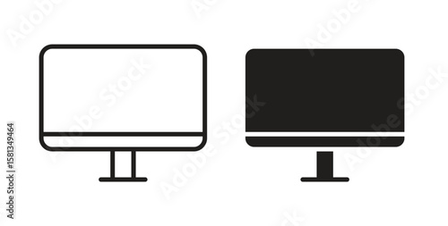 Computer screen icon. Vector illustration, flat and stroke