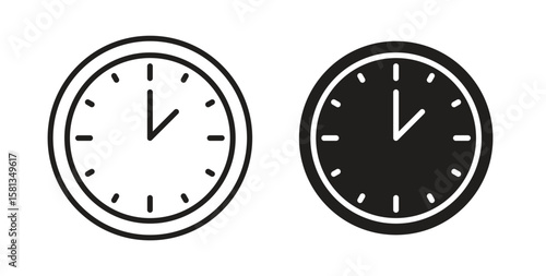 Clock two icon. Vector illustration, flat and stroke