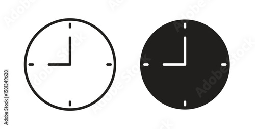 Clock nine icon. Vector illustration, flat and stroke