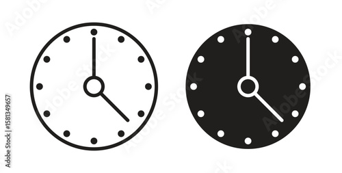 Clock icon. Vector illustration, flat and stroke