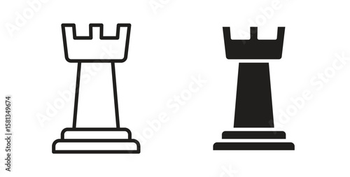 Chess icon. Vector illustration, flat and stroke