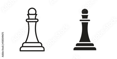 Chess queen icon. Vector illustration, flat and stroke