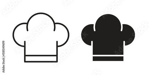 Chef hat icon. Vector illustration, flat and stroke