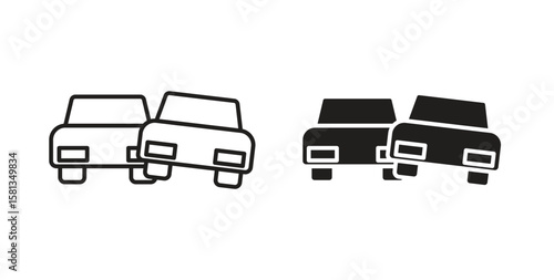 Car crash icon. Vector illustration, flat and stroke