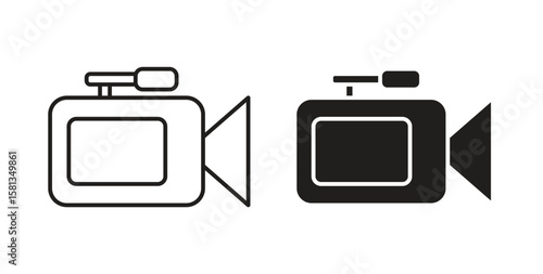 Camcorder icon. Vector illustration, flat and stroke