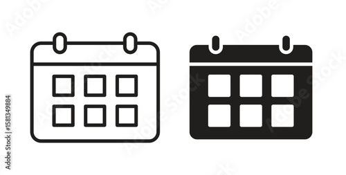 Calendar icon. Vector illustration, flat and stroke