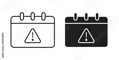 Calendar exclamation icon. Vector illustration, flat and stroke