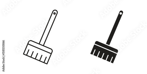 Broom icon. Vector illustration, flat and stroke