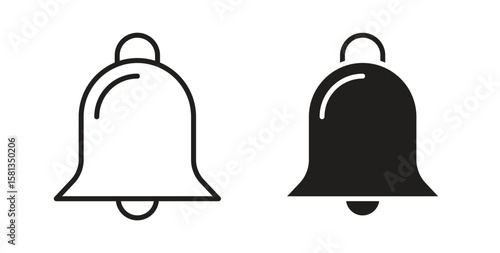 Bell ring icon. Vector illustration, flat and stroke