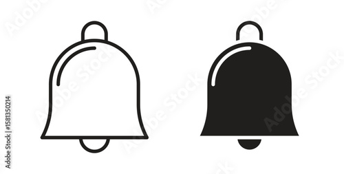 Bell icon. Vector illustration, flat and stroke