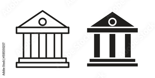 Bank icon. Vector illustration, flat and stroke