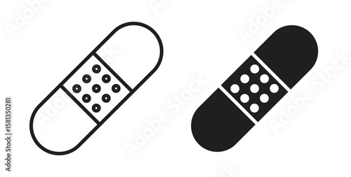 Band aid icon. Vector illustration, flat and stroke