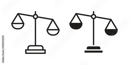 Balance scale icon. Vector illustration, flat and stroke